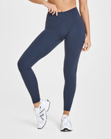 SoftMotion™ Leggings with White Logo | True Blue