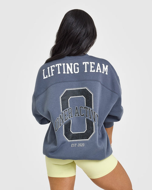 Foundations Oversized Sweatshirt With Large Printed Graphic | Granite Blue