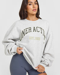 Foundations Oversized Sweatshirt With Large Printed Graphic | Light Grey Marl