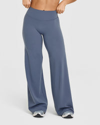 SoftMotion™ Straight Leg Bottoms with White Logo | Granite Blue