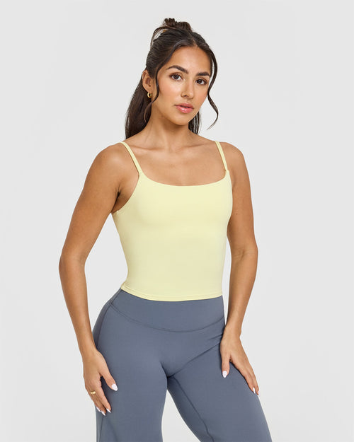 Oner Modal SoftMotion™ Strappy Mid Vest with Built in Bra Shelf | Pastel Yellow