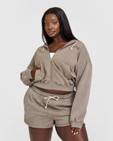 Raw Lounge Oversized Zip Hoodie | Washed Warm Sand