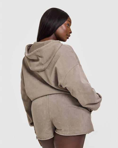 Raw Lounge Oversized Zip Hoodie | Washed Warm Sand