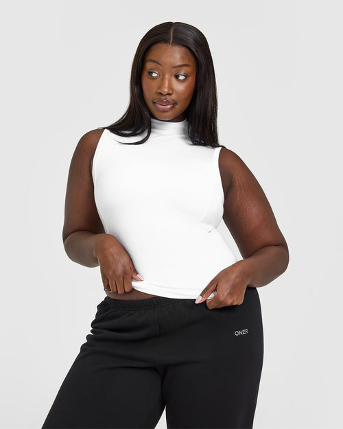 Mellow™ Rib Mock Neck Tank | White