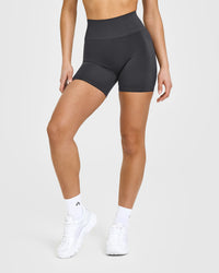 EffortlessLift™ Seamless Shorts with White Logo | Coal