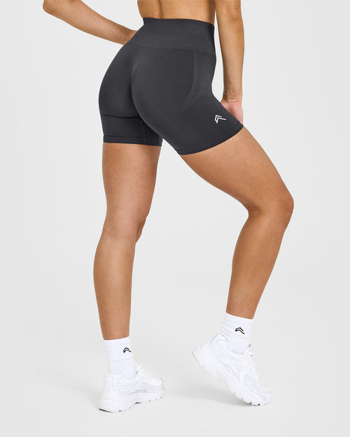 Effortless Seamless Shorts with White Logo | Coal