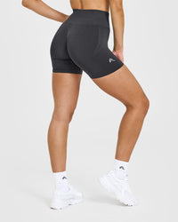 EffortlessLift™ Seamless Shorts with White Logo | Coal