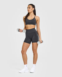 EffortlessLift™ Seamless Shorts with White Logo | Coal