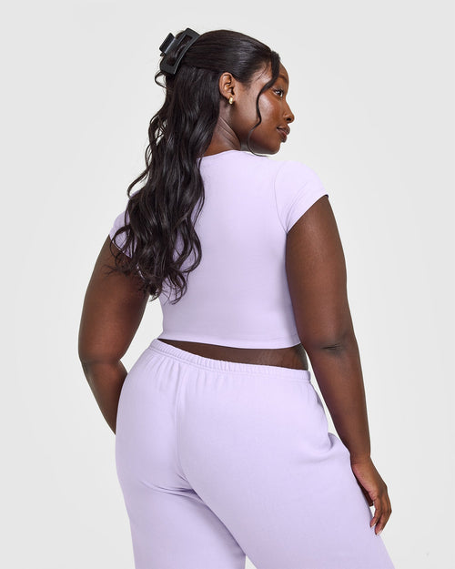 Cotton Baby T-Shirt with Printed Logo | Lavender Purple