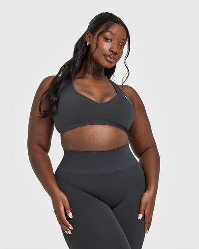 Effortless Seamless Racer Back Sports Bra | Coal