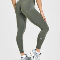 EffortlessLift™ Seamless Leggings with White Logo | Dark Khaki