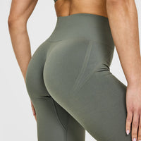 EffortlessLift™ Seamless Leggings with White Logo | Dark Khaki
