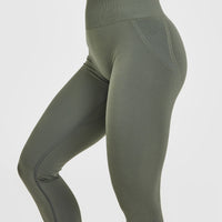 EffortlessLift™ Seamless Leggings with White Logo | Dark Khaki