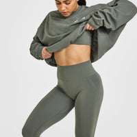 EffortlessLift™ Seamless Leggings with White Logo | Dark Khaki