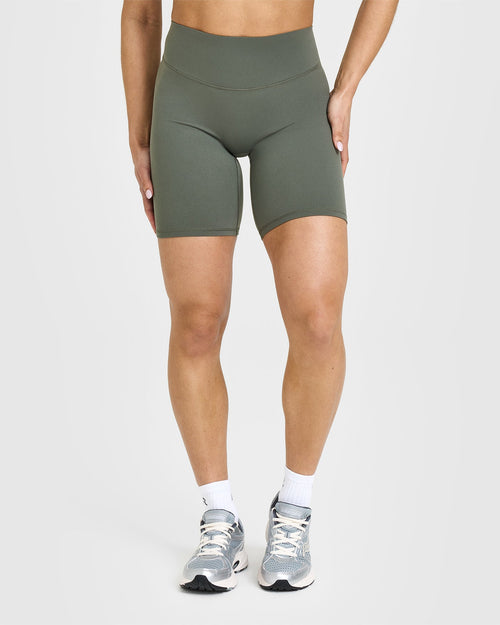 Oner Modal SoftMotion™ Cycling Shorts 8" with White Logo | Dark Khaki