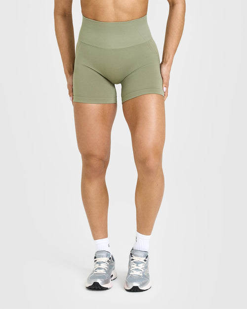 Oner Modal Effortless Seamless Shorts with White Logo | Deep Sage Green
