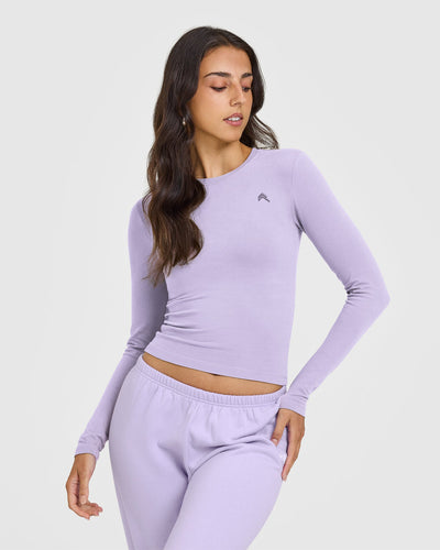 Amoretu Women's V-Neck Long Sleeve Top - Soft Rayon Casual Blouse (Lavender, Size S)
