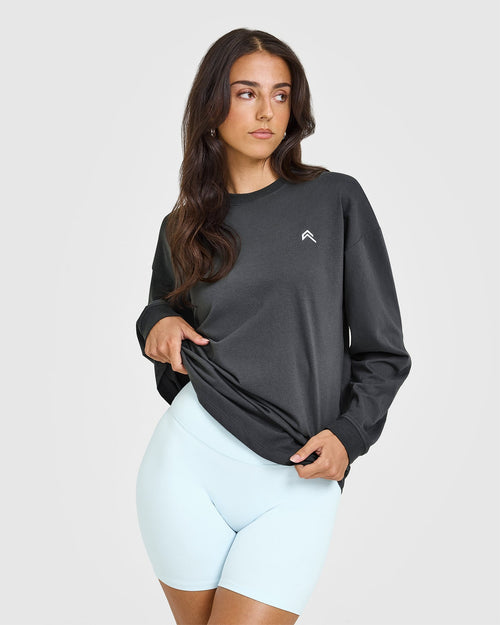 Oner Modal Classic Oversized Lightweight Long Sleeve Top | Coal