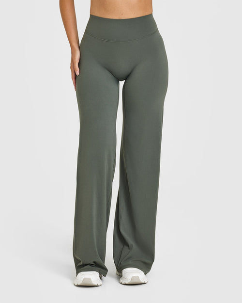 Oner Modal SoftMotion™ Straight Leg Bottoms with White Logo | Dark Khaki