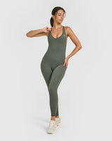 Unified Scoop Back All In One Long | Dark Khaki