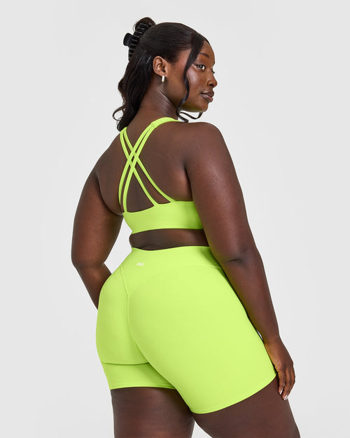 EasyLift™ High Neck Sports Bra with White Logo | Citrus Green