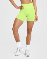 Effortless Seamless Shorts with White Logo | Citrus Green