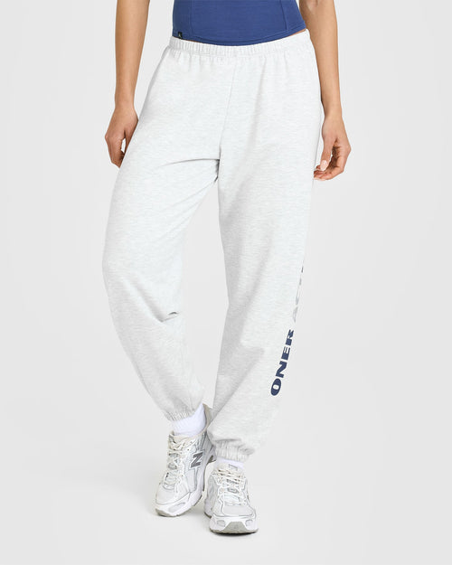 Oner Modal Lightweight Graphic Joggers | Light Grey Marl