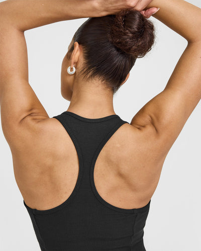 Women's Square Neck Vest Top - Soft Black | Oner Active