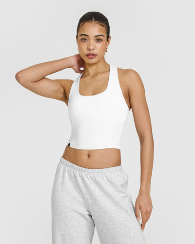 Square Neckline Tee with Bulit-in Bra - Moonstone Blue