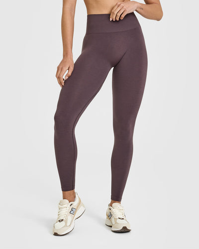 EffortlessLift™ Seamless Leggings with White Logo | Umber Brown