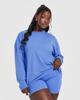 Classic Oversized Lightweight Long Sleeve Top | Glaucous Blue