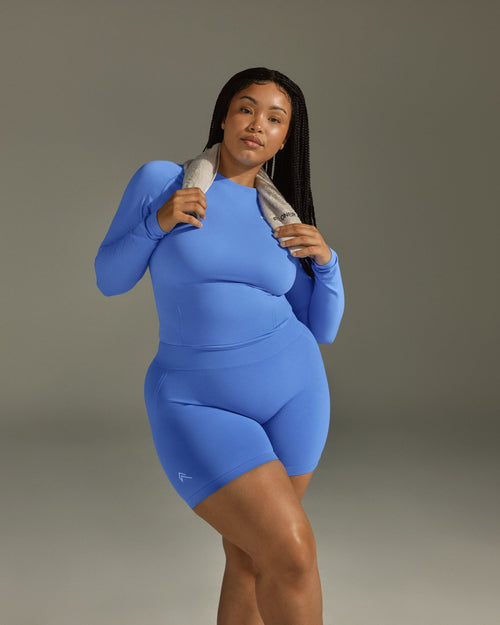 Go To Seamless Fitted Long Sleeve Top | Light Glaucous Blue