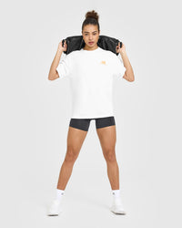 Classic Oversized Lightweight T-Shirt with Printed Graphic | White