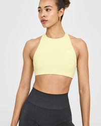 EasyLift™ High Neck Sports Bra | Pastel Yellow