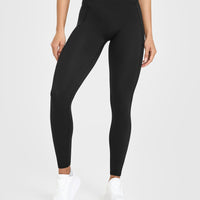 Unified High Waisted Pocket Leggings White Logo | Black