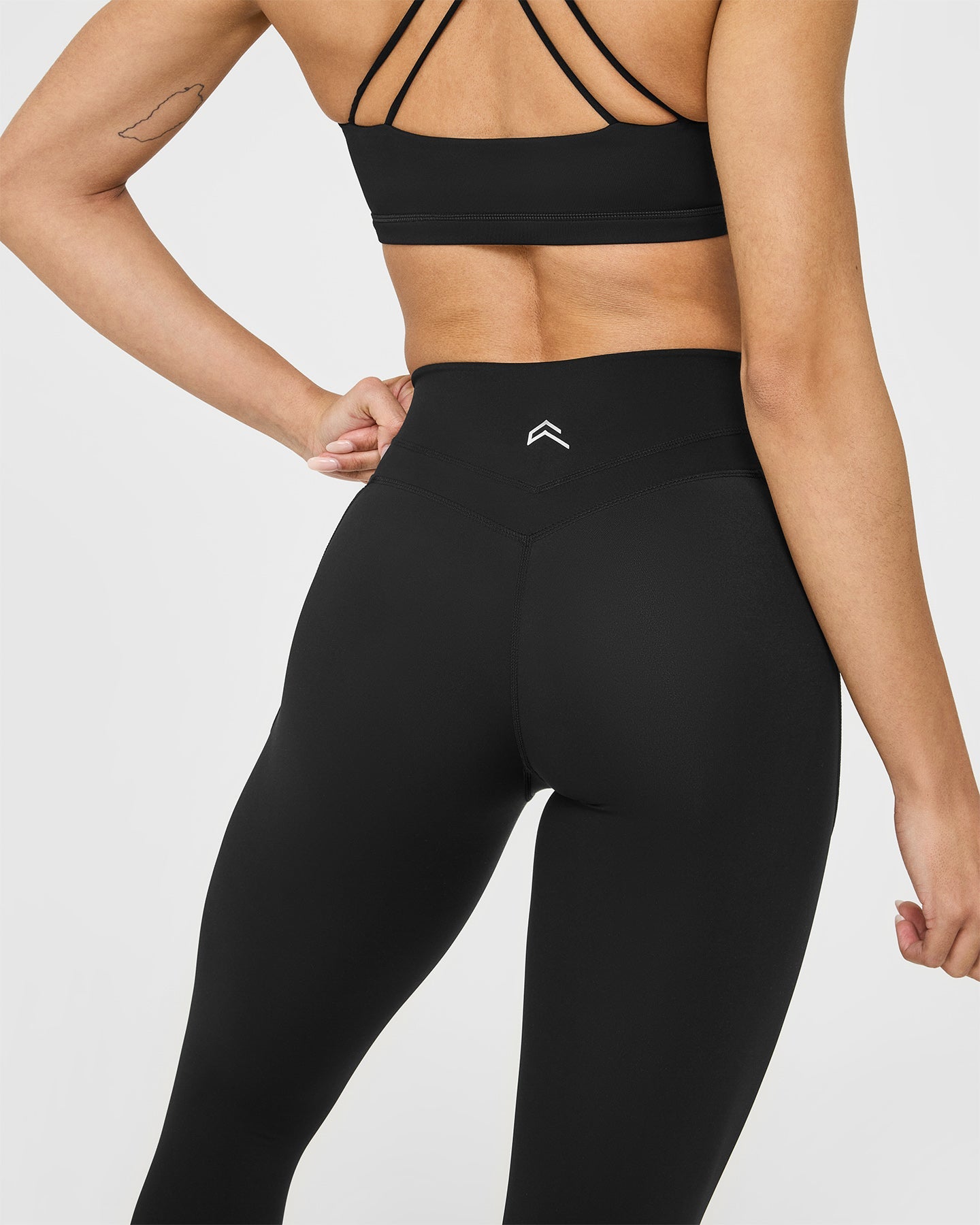 Unified High Waisted Pocket Leggings White Logo | Black