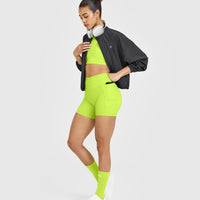 UnifiedMove™ High Waisted Pocket Shorts 6" | Charged Lime Green