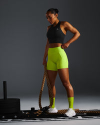 Unified High Waisted Pocket Shorts 6" | Charged Lime Green