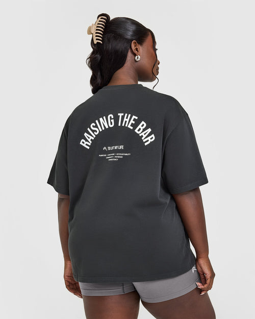 Raising The Bar Oversized Washed T-Shirt | Coal