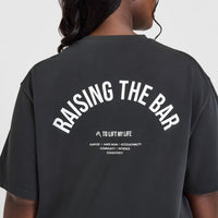 Raising The Bar Oversized Washed T-Shirt | Coal
