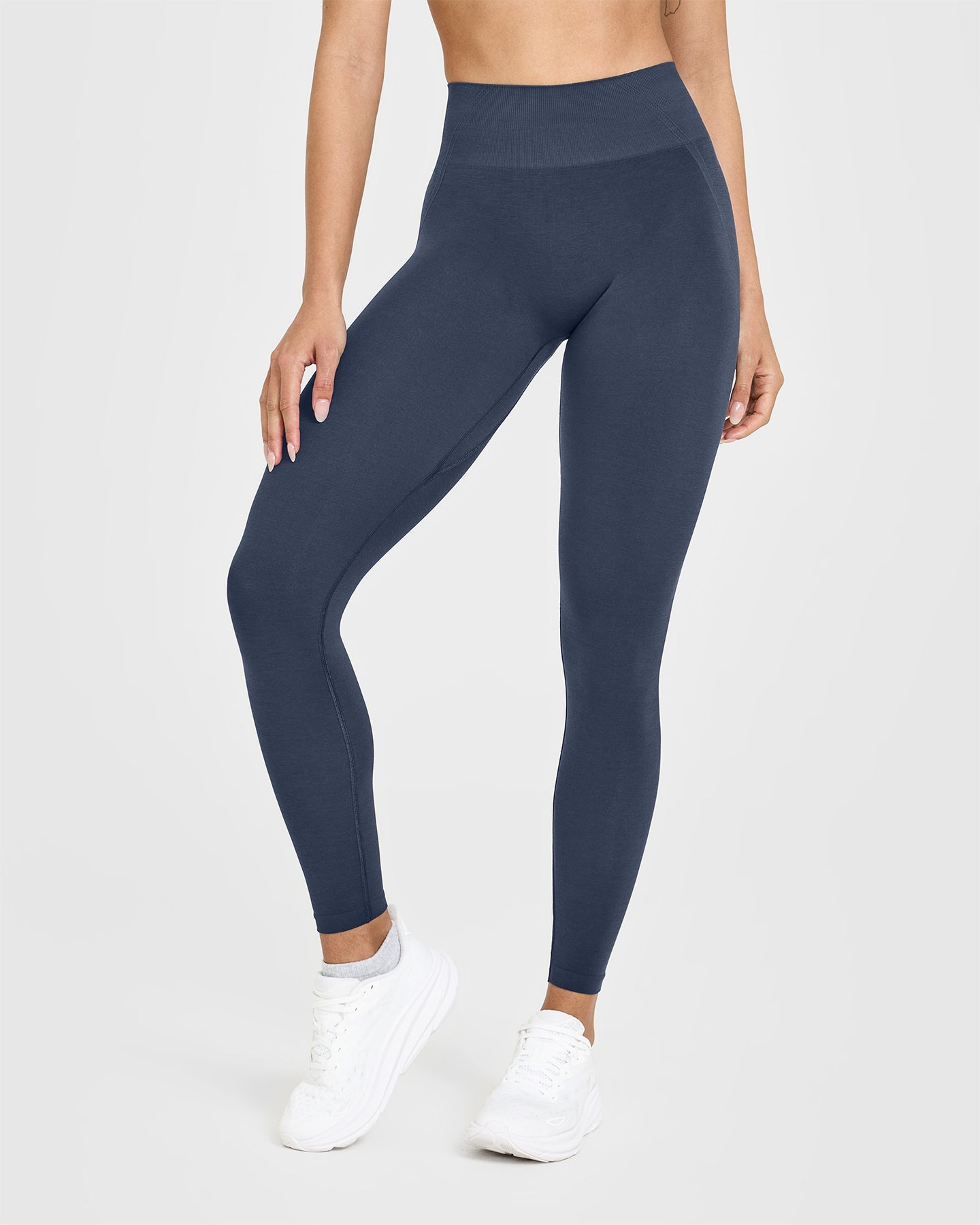 EffortlessLift™ Seamless Leggings with White Logo | True Blue