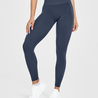EffortlessLift™ Seamless Leggings with White Logo | True Blue