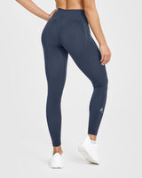 EffortlessLift™ Seamless Leggings with White Logo | True Blue