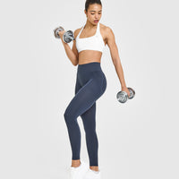 EffortlessLift™ Seamless Leggings with White Logo | True Blue
