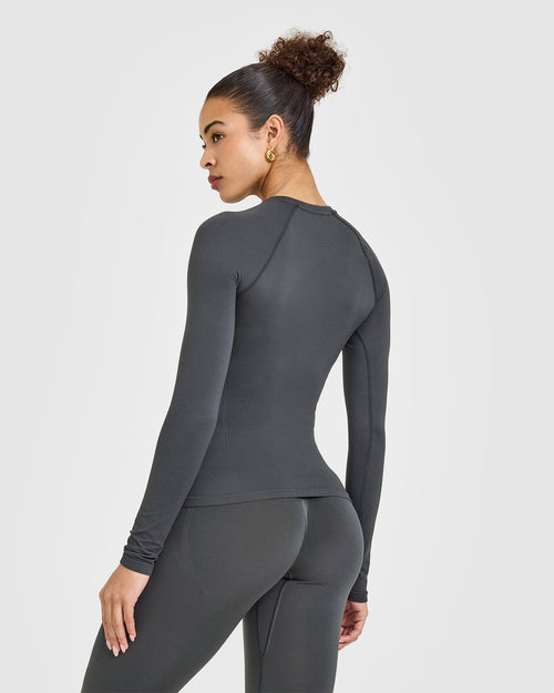 Go To Seamless Fitted Long Sleeve Top | Coal