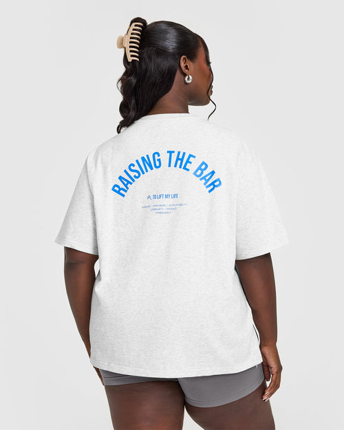 Raising The Bar Oversized Washed T-Shirt | Light Grey Marl