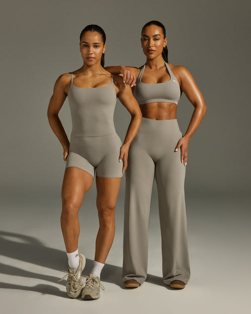 EasyLift™ Halter Bralette with White Logo | Warm Sand