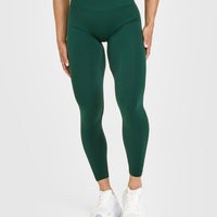 EffortlessLift™ Seamless Leggings with White Logo | Racing Green