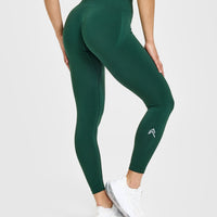EffortlessLift™ Seamless Leggings with White Logo | Racing Green