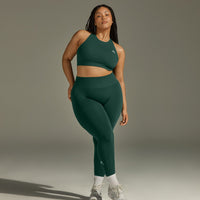 EffortlessLift™ Seamless Leggings with White Logo | Racing Green